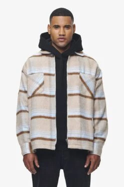 Bale Heavy Flannel Zip Shirt Skyblue