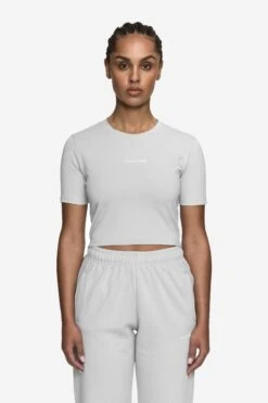 Ines Cropped Baby Tee Washed Sky Grey White Gum