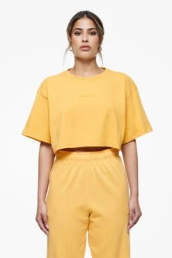 Layla Oversized Cropped Tee Vintage Washed Golden Sun Gum