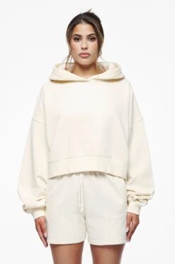 Salita Oversized Cropped Hoodie Vintage Washed Unbleached Gum