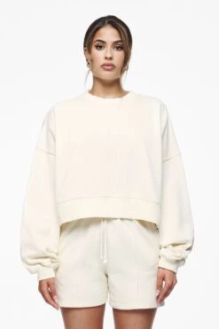 Londa Cropped Oversized Sweater Vintage Washed Unbleached Gum