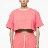 Layla Oversized Cropped Tee Vintage Washed Strawberry Gum