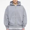 Logo Oversized Sweat Jacket Vintage Washed Dusk Grey Gum