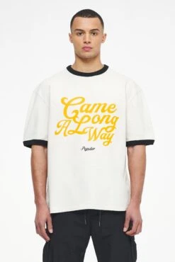 Trounce Oversized Ringer Tee Vintage Washed Angels Cream Black Ink