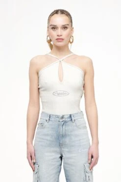 Santos Rib Neckholder Bodysuit Vintage Washed Angels Cream