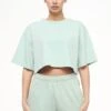 Layla Oversized Cropped Tee Vintage Washed Milky Green Gum