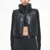 Zito Cropped Faux Leather Vest Black