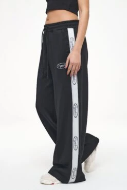Karia Loose Track Pants Black Angels Cream