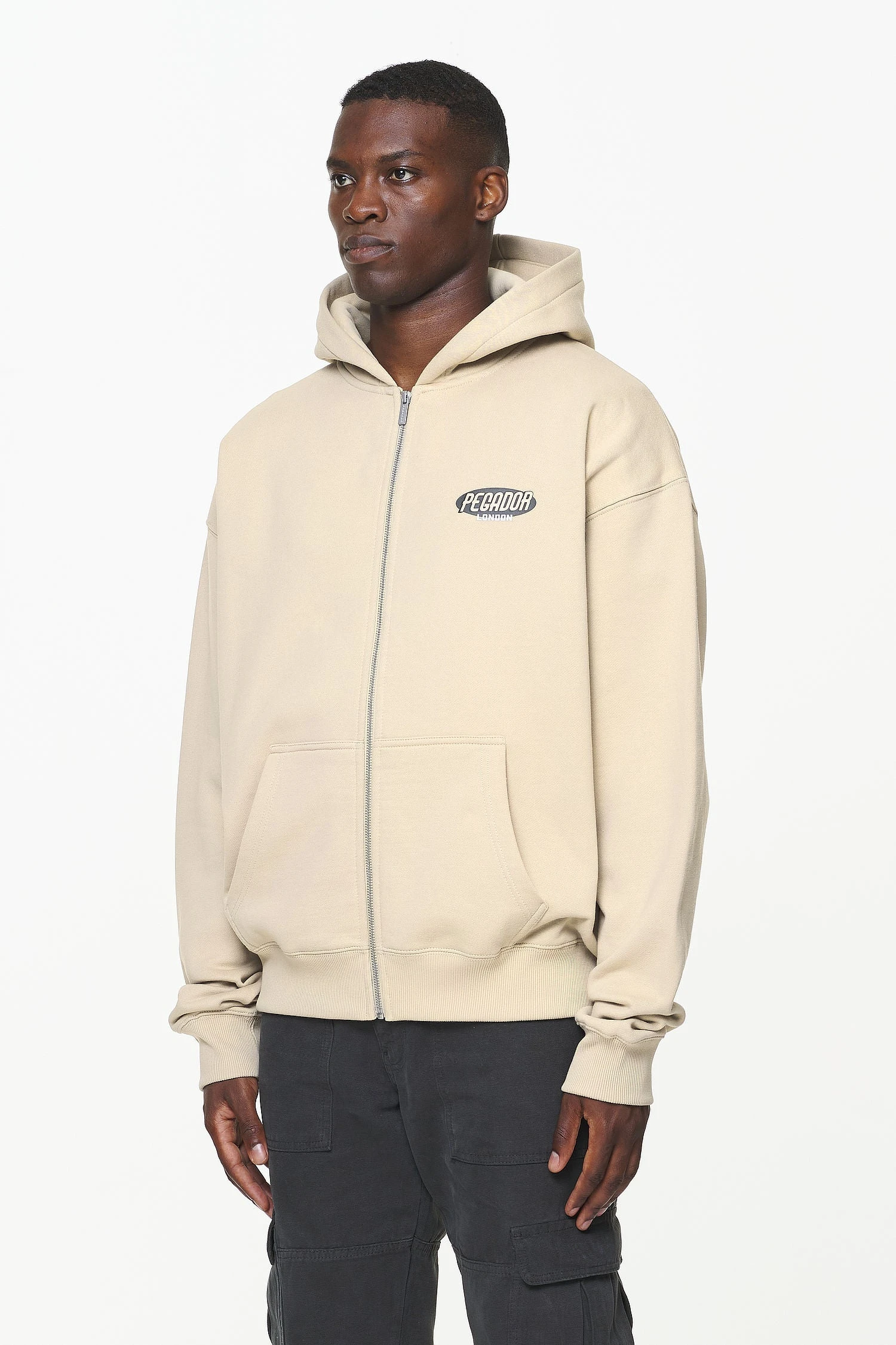 County Oversized Sweat Jacket Vintage Washed Kingdom Beige - Image 4