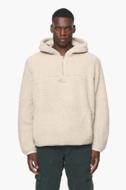 Clare Teddy Half Zip Hoodie Kingdom Beige