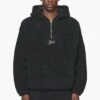 Clare Teddy Half Zip Hoodie Onyx Black