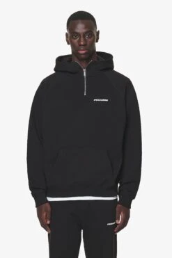 Logo Oversized Halfzip Hoodie Black Gum