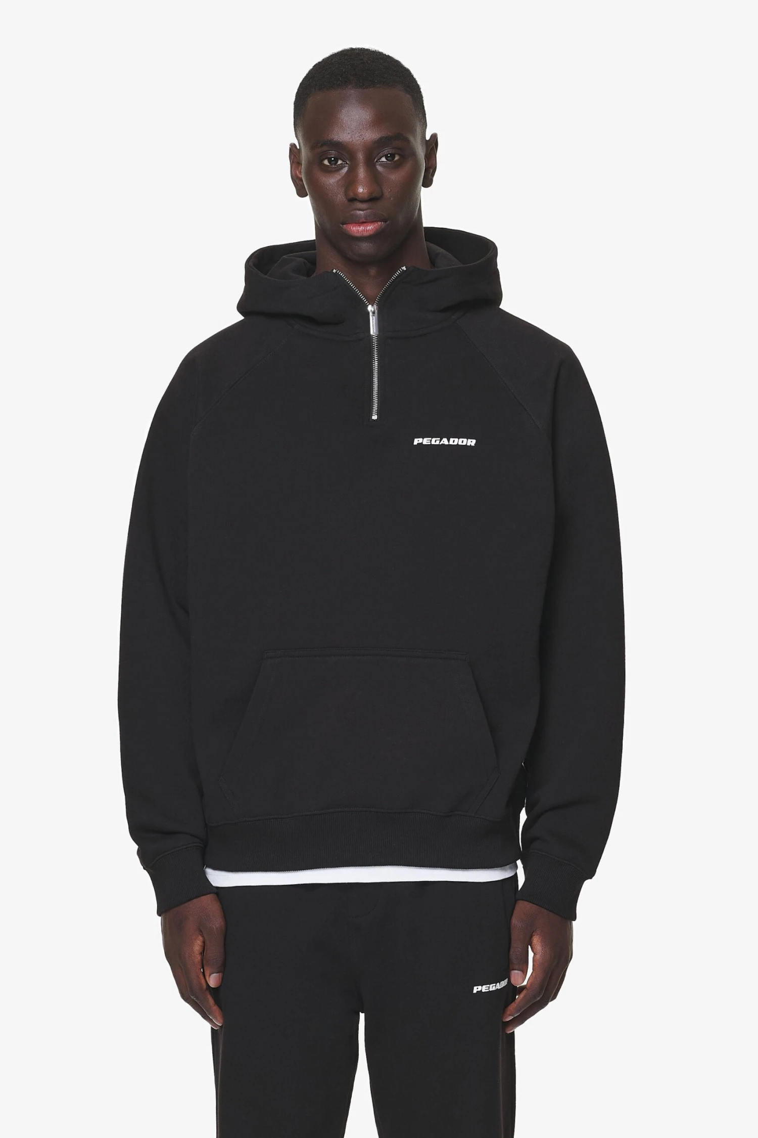 Logo Oversized Halfzip Hoodie Black Gum