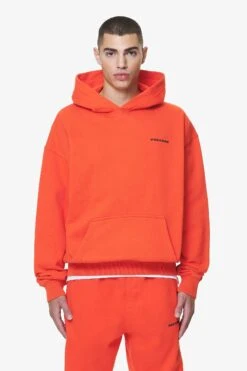 Logo Oversized Hoodie Washed Signal Red Gum