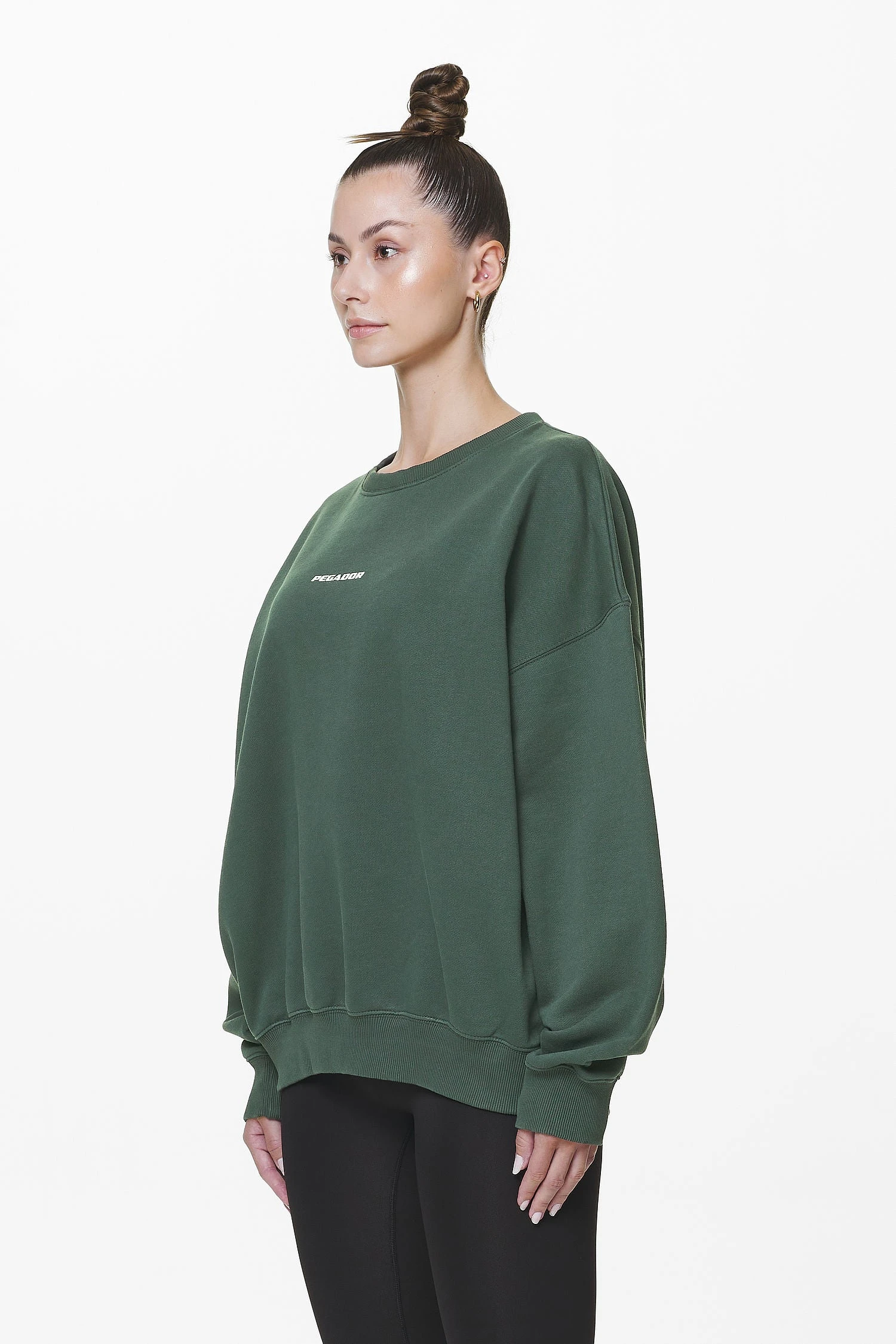 Aelva Logo Heavy Oversized Crew Neck Washed Sage Green - Image 4