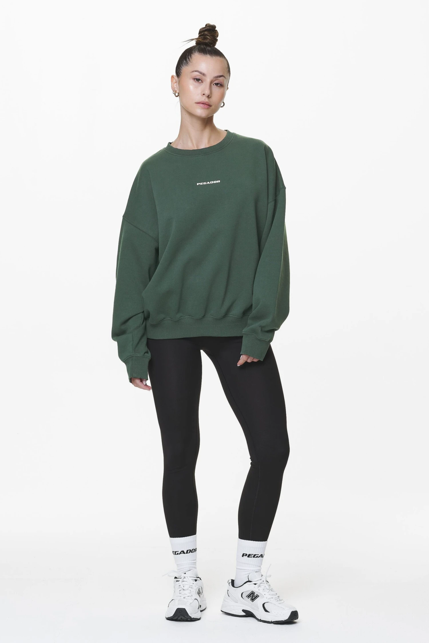 Aelva Logo Heavy Oversized Crew Neck Washed Sage Green - Image 2