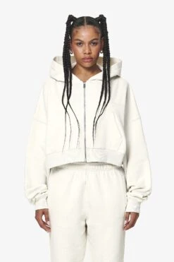 Marla Cropped Zip Hoodie Washed Salty Cream Gum