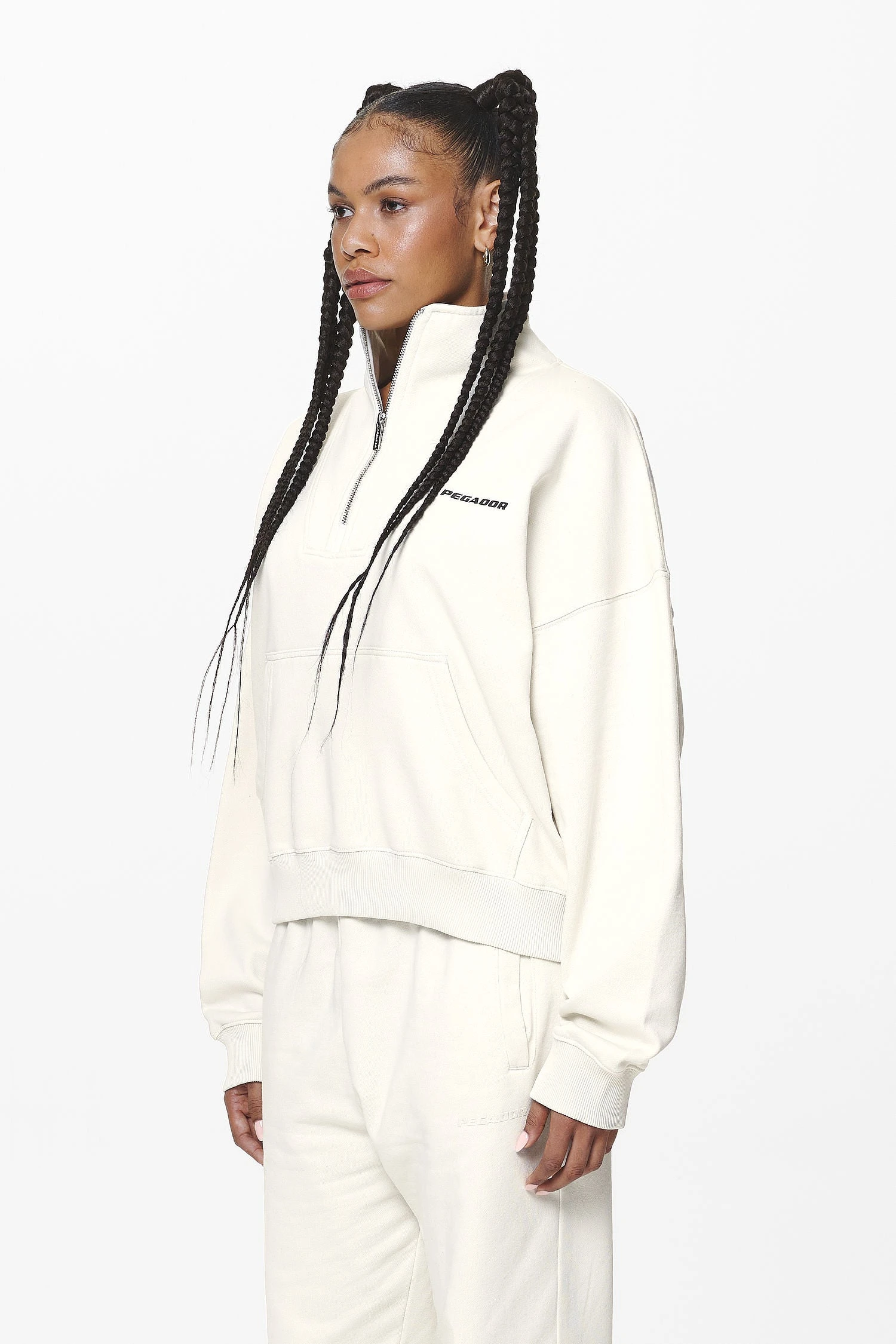 Vuku Logo Oversized Halfzip Washed Salty Cream - Image 4