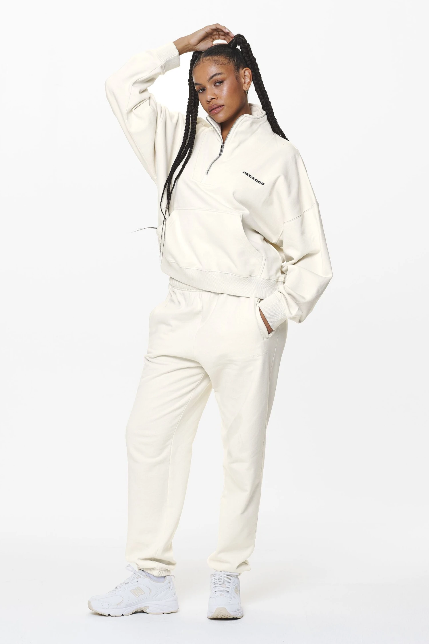 Vuku Logo Oversized Halfzip Washed Salty Cream - Image 2