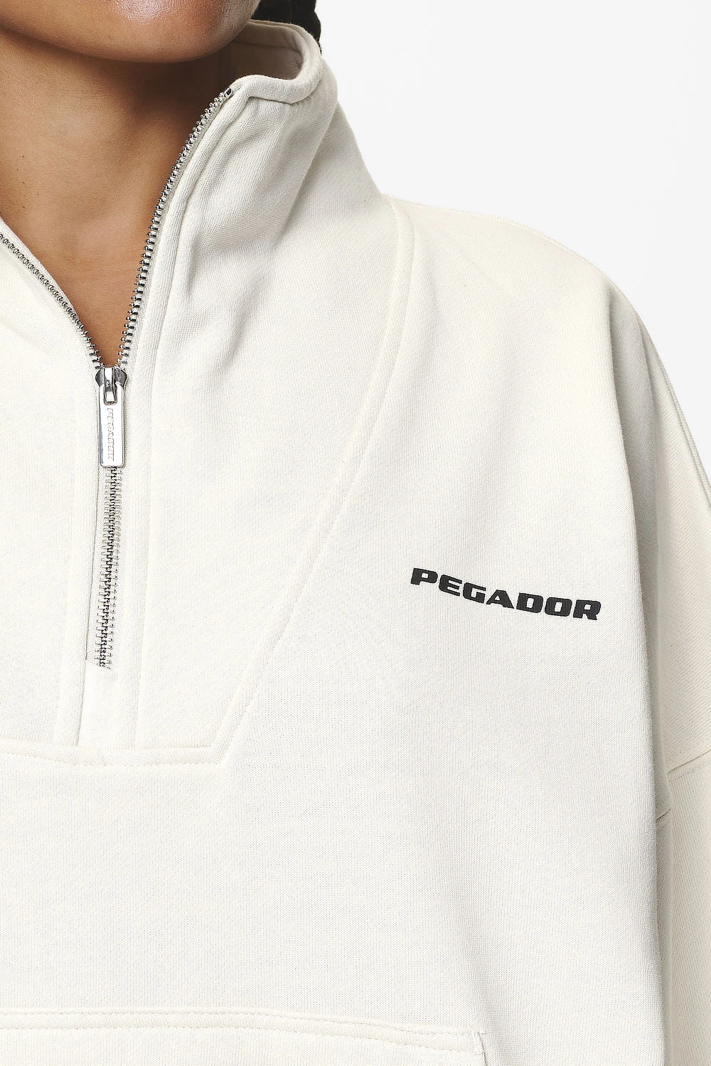 Vuku Logo Oversized Halfzip Washed Salty Cream - Image 6