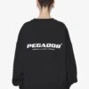 Aelva Logo Heavy Oversized Crew Neck Black