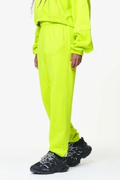 Villa High Waisted Sweat Pants Washed Lime Yellow Gum