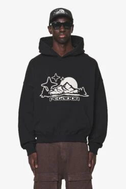 Pansy Boxy Hoodie Black