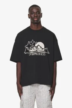 Pansy Boxy Tee Black