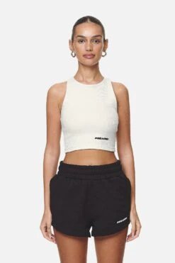 Ayla Crop Top Washed Coconut Milk Black