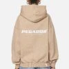 Atna Logo Oversized Hoodie Washed Safari Sand White