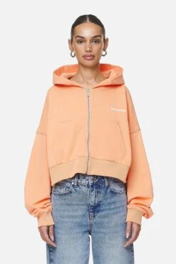 Marla Cropped Zip Hoodie Washed Apricot White Gum