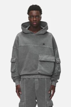 Harvey Terry Cargo Boxy Hoodie Vintage Grey