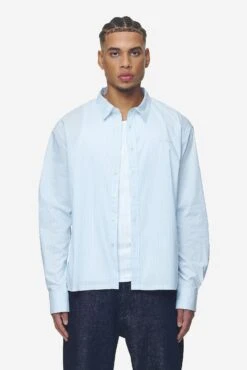 Raton Oversized Longsleeve Shirt Baby Blue White