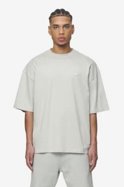 Leono Boxy Tee Washed Pearl Grey Baby Blue