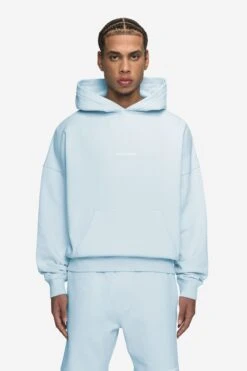 Logo Boxy Hoodie Washed Baby Blue White Gum