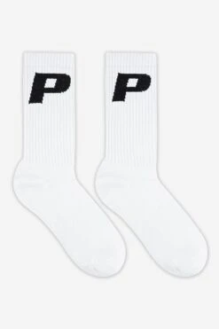 P Logo Socks White Black